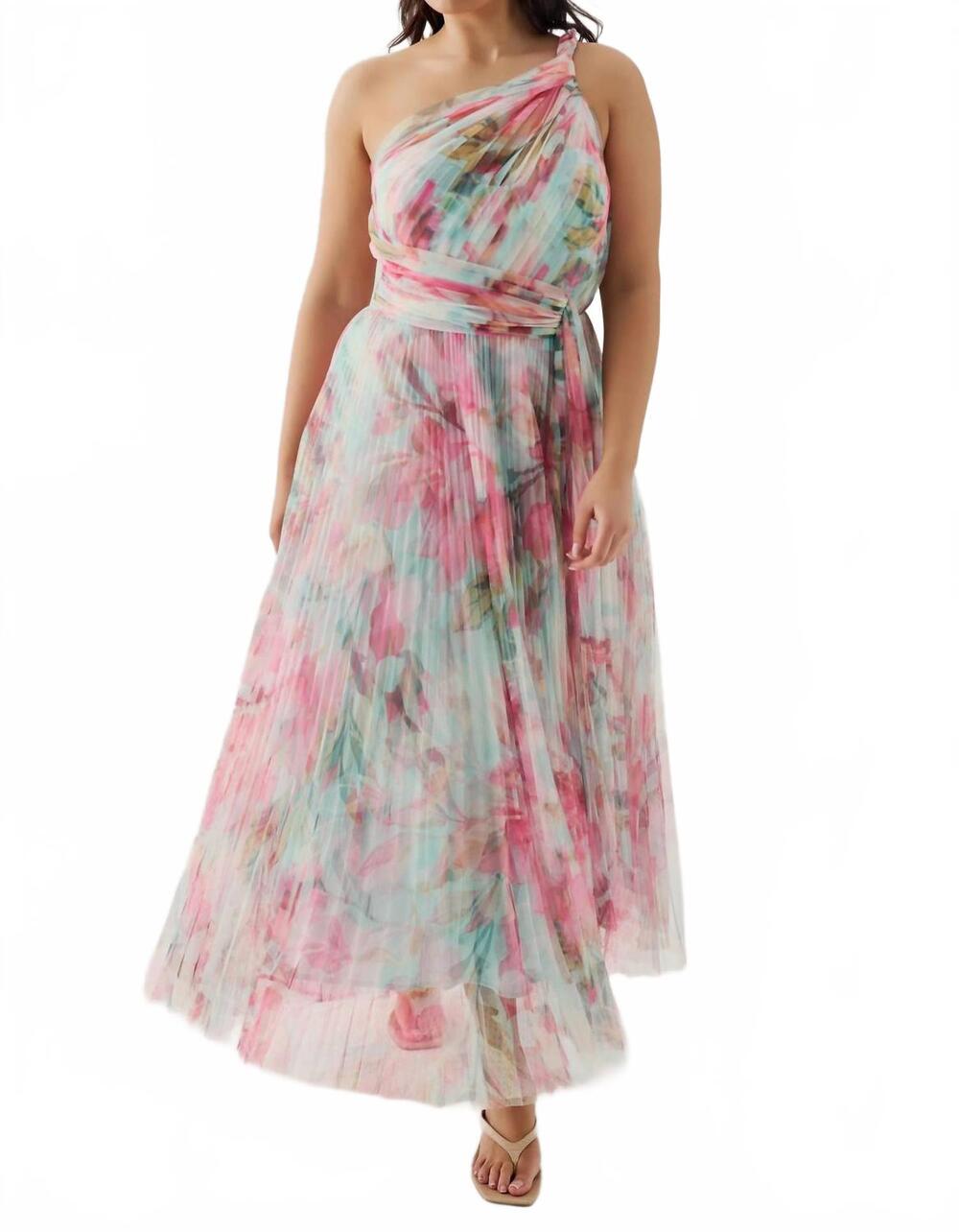 NEW HUTCH philippa midi dress in mint multi overlay tropical